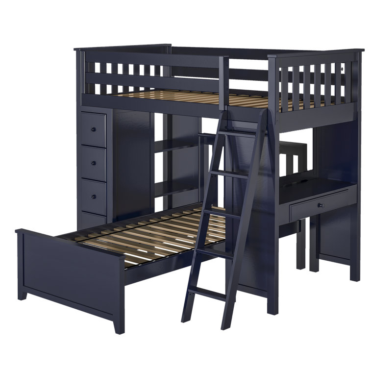 Three Posts™ Baby & Kids Ayres Twin Solid Wood LShaped Bunk Beds with
